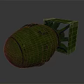 Green Military Weapon Bomb With Square Tail Fin Metallic Surface And Riveted Design