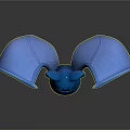 Blue Bat Game Movie Character With Purple Spread Wings Sharp Fangs And Standing Pose