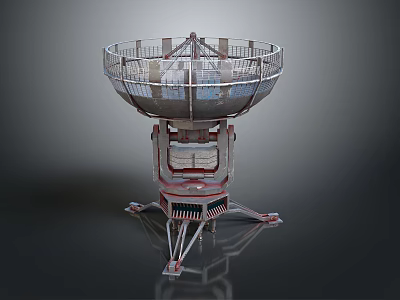 Advanced Electronic Satellite Antenna with Metallic Parabolic Mesh Structure and Stable Supporting Base Design 3d model