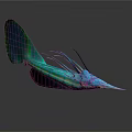 Iridescent Green And Blue Aquatic Animal With Streamlined Body Long Snout Shiny Fins
