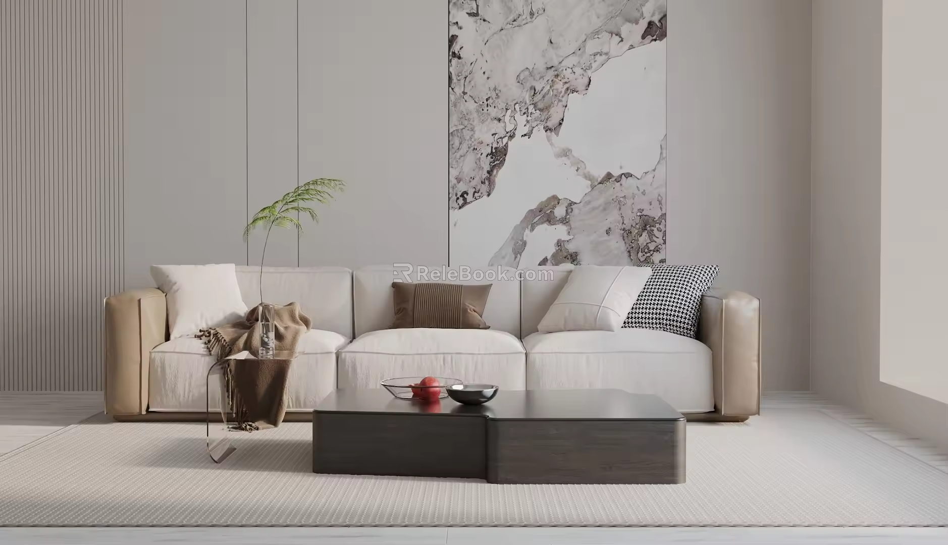 Modern three-seat sofa 3d model