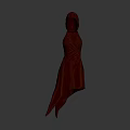 Elegant Red Hooded Robe With Flowy Silhouette And Fitted Waist Design