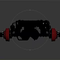 Black Mechanical Chassis Structure With Red Wheels For Industrial Transportation Equipment 3d model