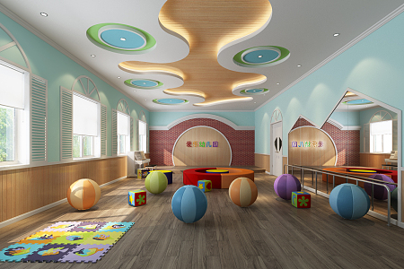 Modern Kindergarten Multi-function Hall Classroom Reading Room Art Room Activity Room 3d model