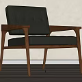 Modern Leather Accent Chair With Tufted Backrest And Wooden Armrests Interior Design