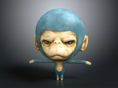 Blue Cartoon Train Character With Fun Design And Colorful Details 3d model