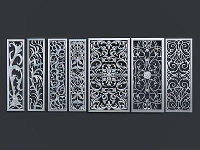 Decorative Room Dividers with Various Intricate Patterns and Ornate Designs 3d model