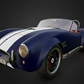 Blue Classic Convertible Sports Car With White Racing Stripes And Retro Design
