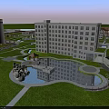 Industrial Plant Complex Layout With Multiple Buildings Green Areas And River