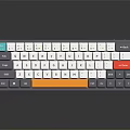 Slim Multicolor Computer Keyboard with Gray Frame White Keys and Orange Red Accents