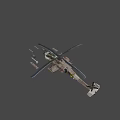 Military Attack Helicopter With Camouflage Paint Rotor System And Armaments Including Missiles Bombs
