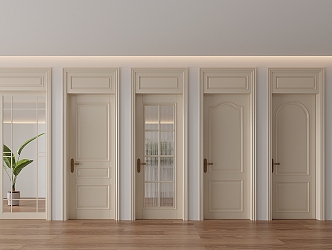 Single door single door sliding door combination room bedroom door 3d model