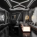 Modern KTV Private Room Interior With Neon Lights And Sofas 3d model