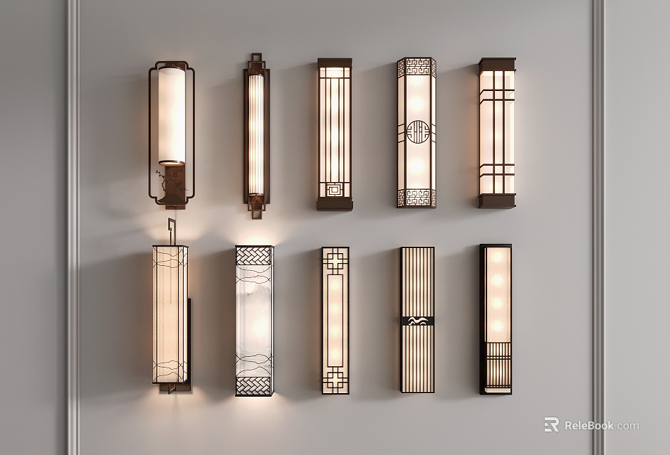 Modern Wall Sconces With Various Designs Metal Frames And Glass Shades For Indoor Lighting 3d model 