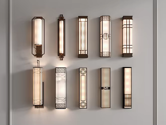 Chinese style wall lamp lattice wall lamp acrylic wall lamp solid wood wall lamp 3d model