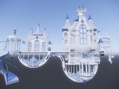 Ancient Architecture Featuring White Exterior Spires Towers Arched Windows And Intricate Details 3d model