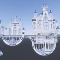 Ancient Architecture Featuring White Exterior Spires Towers Arched Windows And Intricate Details