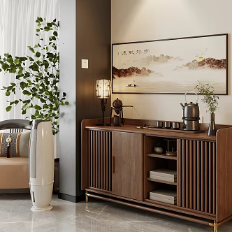 New Chinese Zen Bucket Cabinet New Chinese Entrance Cabinet End View Entrance Cabinet New Chinese Decorative Cabinet Side Cabinet Master Chair Solid Wood Single Chair Solid Wood Coffee Table Side Table Corner Table 3d model