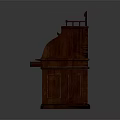 Traditional Wooden Desk With Intricate Carvings Storage Drawers And Shelf Compartments