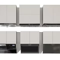 Modern White Cabinet Style Kitchen Appliances Including Range Hood Microwave Oven