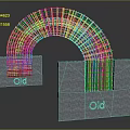 Wireframe Lines Forming Arch Structure Between Stone Blocks With Old Text