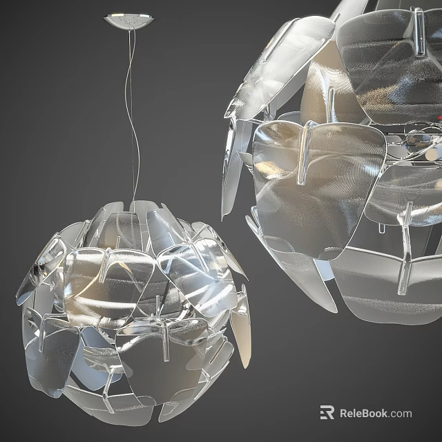 Modern Transparent Chandeliers With Petal Like Structure And Glossy Finish 3d model 