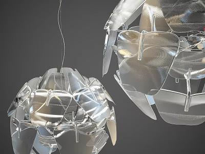 Modern Transparent Chandeliers With Petal Like Structure And Glossy Finish 3d model