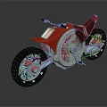 Red Futuristic Motorcycle With Silver Frame Red Seat Black Tires And Surface Reflection