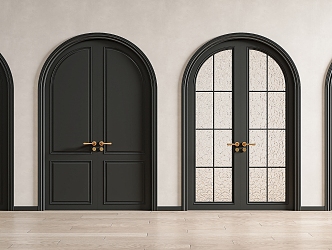 French Double Door Glass Door Wooden Door Arched Double Door Glass Double Door 3d model