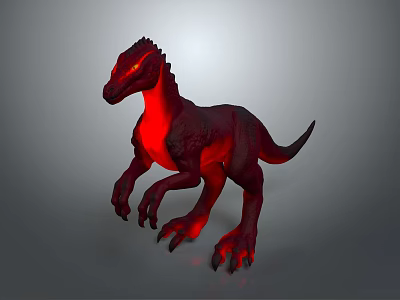Red Glowing Dinosaur Character As Mythical Fantasy Creature With Luminous Features 3d model