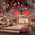 Luxurious Banquet Hall Interior Design With Crystal Chandelier Marble Floor And Floor to Ceiling Windows