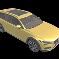 Yellow Station Wagon Car With Sleek Exterior Design And Roof Rack