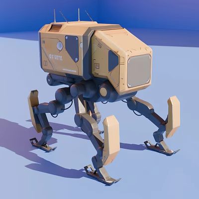 Smart Machine With Four Legged Robotic Design And Brown Black Mechanical Body Structure 3d model