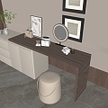 Modern Italian Dressing Table Light Luxury Dressing Table Makeup Table Makeup Stool Combination Makeup Mirror Desk Ornaments Combination Vase 3d model