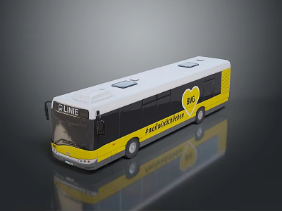 White And Yellow Bus With LINE Text Fan Mail Service Heart Logo 3d model