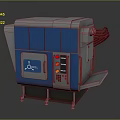 Industrial Machine With Blue Gray Exterior Control Panel And Indicator Lights