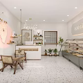 Modern Dessert Shop Interior With Glass Display Cases Fresh Pastries And Cozy Seating