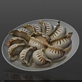 Steamed White Dumplings With Pleated Edges Arranged On A Ceramic Plate