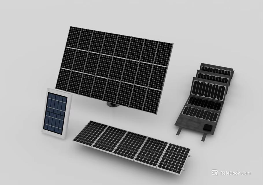 Energy Efficient Multiple Solar Panels in Various Sizes for Household Appliances 3d model 