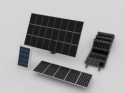 Energy Efficient Multiple Solar Panels in Various Sizes for Household Appliances 3d model