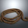 Brown Braided Rope Coiled On Gray Background With Textured Surface 3d model