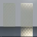 Two Fan Pattern Hinged Doors in Light Colored Wall with Reflective Floor 3d model