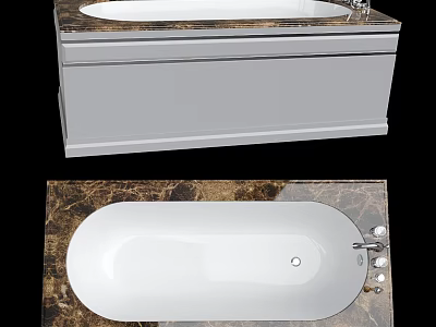 Modern White Bathtub Interior Design With Marble Surround And Chrome Fixtures 3d model