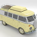 Yellow Vintage Retro Van with Roof Rack and Classic Exterior Design