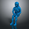 Blue Astronaut Figure In Sitting Pose With Helmet And Gear Details