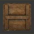 Wooden Crate Scene Component With Planks Text Labels And Metal Straps