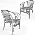 Rattan Leisure Chair With Simple Minimalist Design And Natural Light Wood Armrests