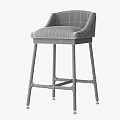 Industrial Design Bar Stool With Leather Upholstered Seat And Metal Pipe Legs