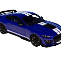 Blue Sports Car With White Stripes Black Rear Spoiler Black Wheels And Sporty Design