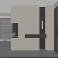 Modern Entryway And Side Cabinet Interior Design With White Dark Panels And Lighting